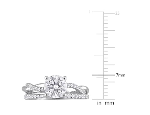 1.50 Carat (ctw) Synthetic Moissanite Bridal Ring Engagement Wedding Set in Sterling Silver4