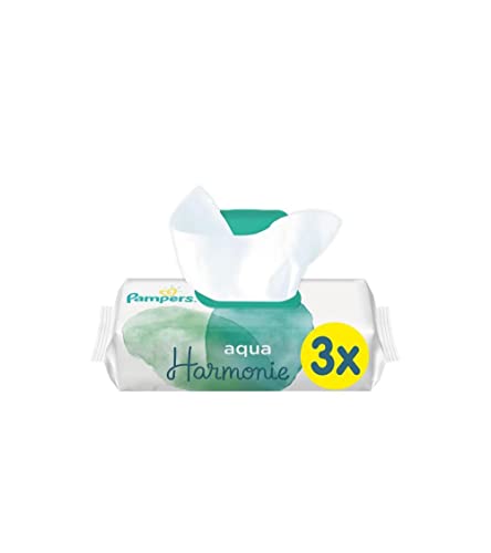 Pampers Aqua Harmonie - Toallitas de bebé para piel sensible, hipoalergénicas y sin perfume, 864 toallitas (6 paquetes de 3 x 48 toallitas)
