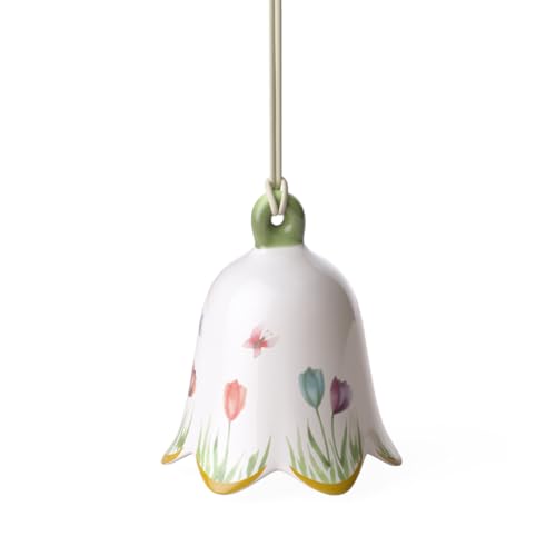 Villeroy & Boch New Flower Bells Ornament Tulpe, Porzellan, Grün/Gelb, Glöckchen