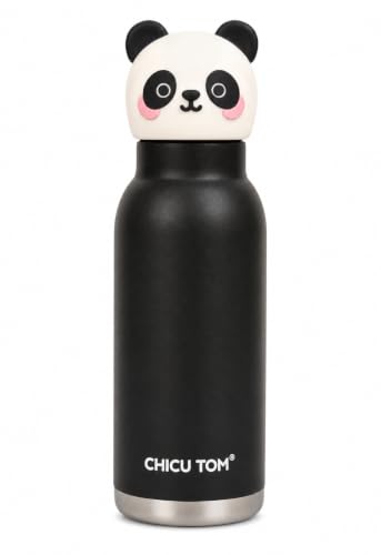 Image of 480ml Stainless Steel Sipper Water Bottle with Straw | Leakproof Animal Sipper Bottle | Reusable Drinking Bottle for School, Travel & Daily Use (Panda)