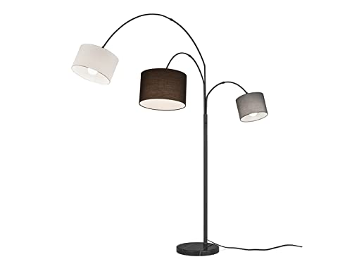 Trio Beleuchtung LED Bogenlampe mit 3 farbigen Stoffschirmen, Höhe 198cm,...