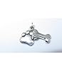Breloque en argent sterling empreinte de patte de chien et os .925 x 1 Breloques pour chien #4