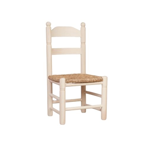 APARICI Silla Chata de Madera de Chopo con Asiento de Enea - 8020 | Acabado Natural