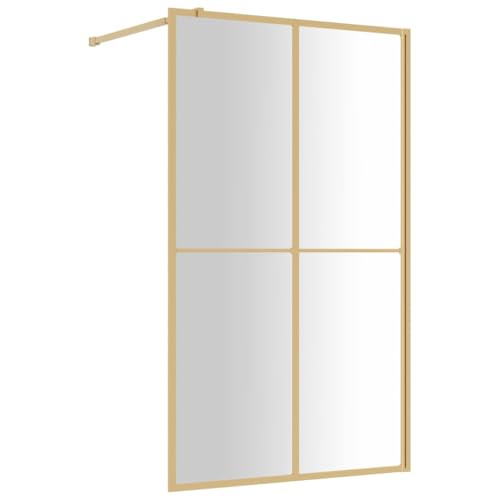 vidaXL Mampara Puerta Ducha Vidrio Transparente ESG Dorado 118x195 cm