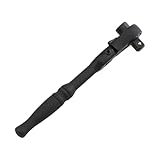 Niceminiwall Llave de trinquete pequeña con mango de destornillador y cabeza de lote, construcción de acero al cromo vanadio, cabezal plegable de 180 grados para espacios reducidos y (negro)