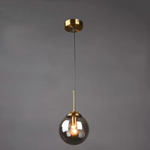 Kikioo Lustre moderne en métal de luxe nordique créatif transparent/fumé gris/ambre boule de verre lampe suspendue cluster e14 îlot de cuisine salon salle...