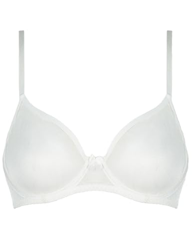 TrueVip Sexy Sheer Bras for Women Demi Mesh See Through Lingerie Bralette Unlined Underwire Plunge No Padded Bra White 36D