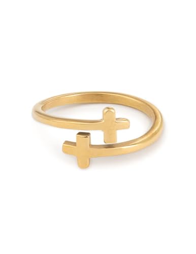 Elevated Faith Gold Wrapped Cross Ring
