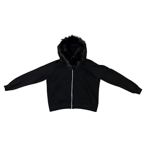 Amazon.com: OANTGM Crop Winter Coats Teen Y2k Zip Up Hoodie Fur