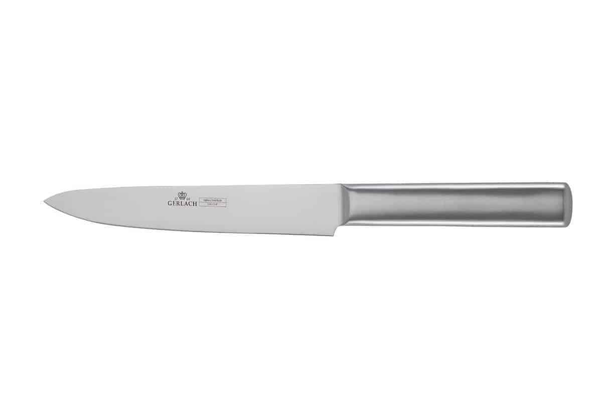 Gerlach Ambiente Juego de 5 Cuchillos de Cocina con Bloque, Acero Inoxidable, Madera de Roble, Cuchillo de Chef, para Pan, para Verduras