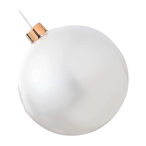 AMZLORD Inflatable Christmas Balls Outdoor Decor, 75cm Christmas PVC Inflatable Decorated Ball with Stakes, Giant Xmas Ball Blow up Decor for Christmas Holiday Yard Lawn Porch Decor, White