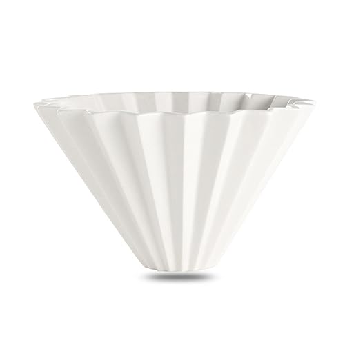 Suporte Coador de Café Formato V60 01 Feito Em Cerâmica e Suporte em Bambu (BRANCO)