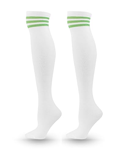 Image of ATHX Women's Knee High Socks Thigh High Socks Triple Stripe over the Knee Socks Long Opaque Thigh High Stockings