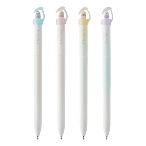 Cosyhav Cute Pens Set 4pcs Cute Bird Gradient Twist Action Gel Pens Smooth Black Gel Pens with Rotating Mechanism Adorable Little Bird Design for School Office and Gifts