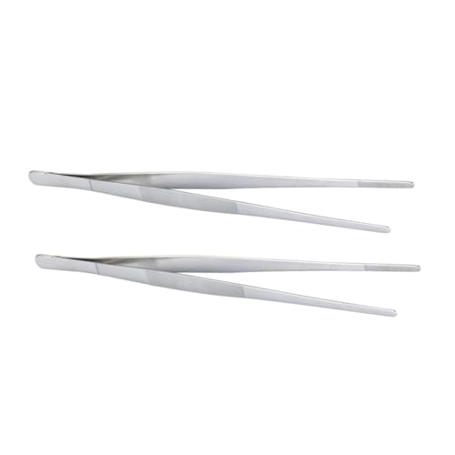 BESPORTBLE 2pcs Stainless Steel Meat Tongs Long BBQ Grilling Tongs for Sausages Food Clips