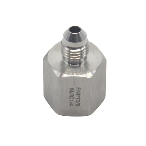 Image of HFS(R) 3 /8 inch Female NPT to 1 /4 inch Male JIC Flare Pipe Fitting Reducer Adapter Stainless Steel 304 (3 /8 inch FNPT x 1 /4 inch MJIC)
