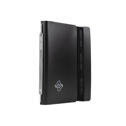 Raw2Rare - FlexBinder160 Premium 4 Pocket Trading Card Collectors Strap Binder with 160 Slots and Side-Loading Sheets Black