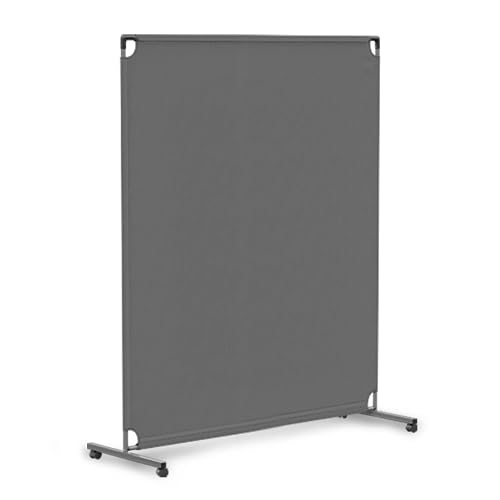 Steel-AID 50-inch Rolling Privacy Room Divider - Freestanding Office Wall Partition with Non See-Through Blackout Screen - Sturdy & Durable Iron Frame - Rolling Wheels - Black, White, Gray & Blue