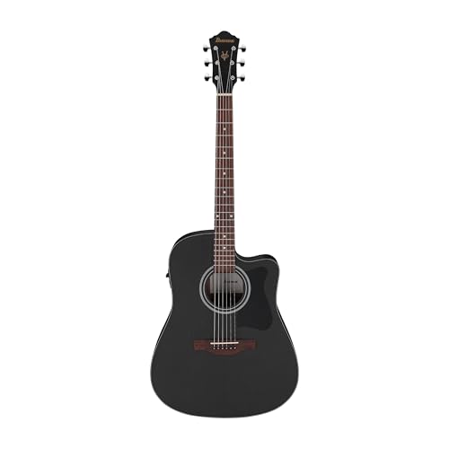 Image of Ibanez Dreadnought Acoustic-Electric Guitar, Weathered Black Open Pore, Cutaway Body, Built-in Electronics V44CE-WK