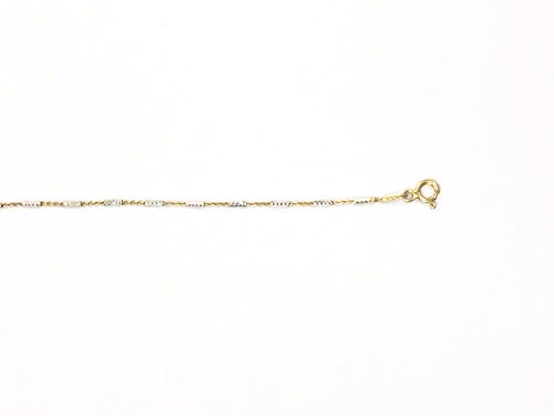 Ritastephens Sterling Silver Two Tone Yellow White Mini Diamond-Cut Bar Link Cable Chain Anklet, 10" #TOP1