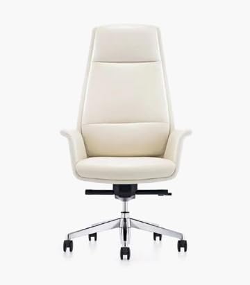 Kaliber Nexus High Back Chair, White Leather Upholstered Finish, Padded Leatherette Armrests, Adjustable Tilt Mechanism, Lock Position, Sturdy Aluminium Base, Nylon Casters, W690xD580xH1180-1245mm