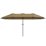 Outsunny Sombrilla Doble 4x2,2 m Sombrilla Terraza Exterior con Manivela Manual Impermeable y Protección UV30+ Parasol Grande para Terraza Playa Piscina Café