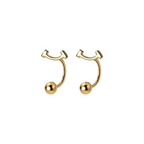 Boucles d'oreilles incurvées avec Sourire Simple en Argent massif S925 de prestige