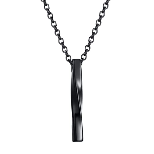 Collier homme rectangulaire noir ZENSE ZP0253 aux finitions géométriques