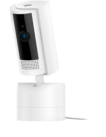 Caméra intérieure orientable Ring (Pan-Tilt Indoor Camera) | Caméra de surveillance des animaux, à prise, orientable à 360° et inclinable à 169° | Essai Ring Protect gratuit 30 jours
