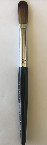 Six Angles - Black Handle Petal Kolinsky Acrylic Nail Brush for Manicure Powder (CRIMPED) - (Size #16)