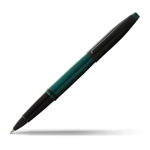 Image of Cross Calais Matte Green & Black Refillable Rollerball Pen - Medium Point, Black Ink, Smooth Writing, Presented in a Luxury Gift Box