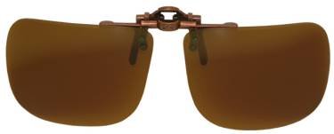 Polarized Clip on Flip up Plastic Sunglasses, Rectangle, 58mm Wide X 47mm High (131mm Wide), Polarized Brown Lenses - Shade Control G-Clips2