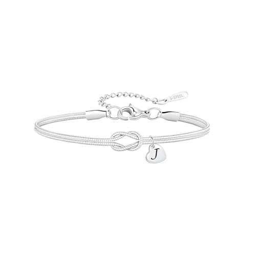 COEROW Donna Braccialetti Gioielli in Argento ''A-Z'' Lettere Catena Braccialetti Regalo di Compleanno Per Ragazze Amicizia Bracciale Donna Argento (J)