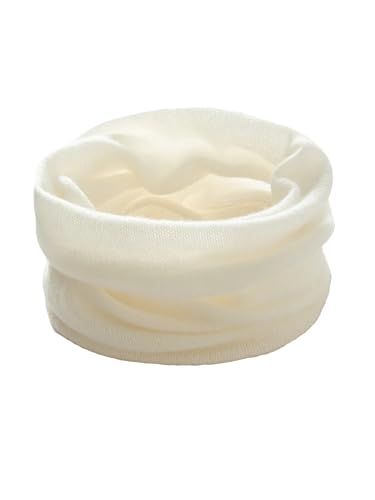 Damen-Schlauchschal aus Kaschmir, leicht, Halswärmer, Wasserfallkragen, Schlaufe, weiches Strickzubehör, Mädchen, weiß, One size