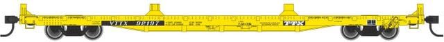 Walthers Mainline 910-5419 HO Scale 60' Pullman-Standard Flatcar - Ready to Run - TTX - VTTX #92197 (Yellow, Black and White TTX Logo)