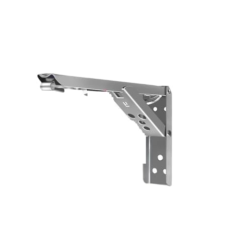 Brackets de estante plegable, Paquete de 2 soportes triangulares plegables for estante pared, multicolor, 8 a 14 pulgadas(Silver 14 Inch)