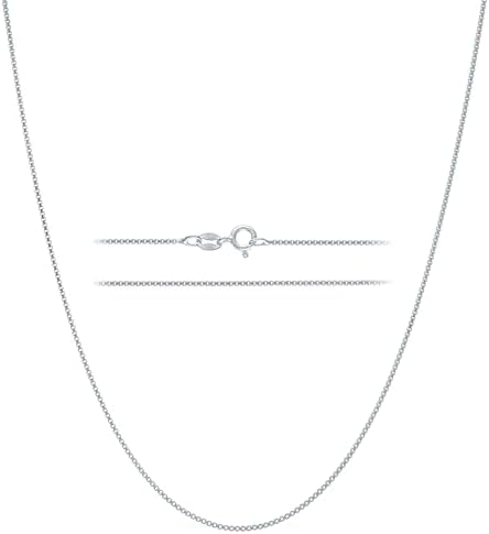 KISPER 925 Sterling Silver Box Chain Necklace for Women, 1mm Diam...