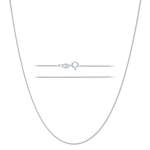 KISPER Sterling Silver Box Chain Necklace – Thin, Dainty, 925 Sterling Silver Jewelry for Women & Men with Spring Ring Clasp – Made in Italy, 18"