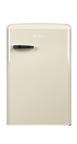 Amica KS 15615 B Retro Kühlschrank mit Gefrierfach / Coffee Cream (Beige) / 88cm (H) x 55cm (B) x 62cm (T) / Retro-Design