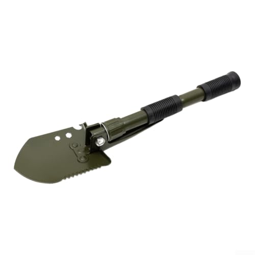 Foldable Survival Shovel Multi-Tool Carbon Steel Camping for spade with Saw Bottle Opener for Hiking 47.5cm Green(Green)