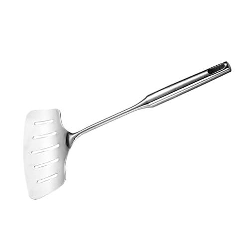 Unomor Stainless Steel Wide Flat Spade Fryer Scoop Fish Flipper Slotted Turner Pizza Shovel Cooking Tool