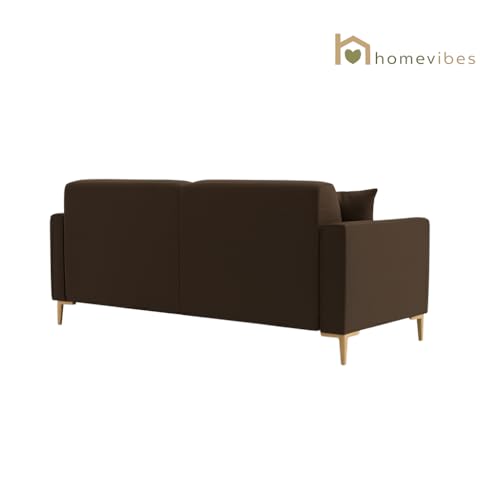 Image of 2 Seater Velum Fabric Sofa Set for Living Room, Modern Design with High Density Foam, Solid Wood Frame, Ergonomic Comfortable Seating for Home & Office (Dark Brown, 2 Seater) | Soft foam comfort, Strong wood frame