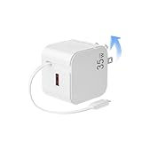 Gwydre 35W GaNV Retractable Fast Charger,USB C Charger Block,Retractable Fast Charger Adapter with Foldable Plug,Compatible with iPhone 15/14/13/12/11,Galaxy (Lightning Cable)