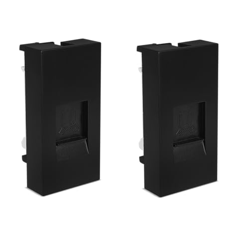 Image of MX RJ45 Cat6 /Cat6a 1-Module Network Port with Safety Shutter | 22.5x45mm Modular LAN Socket with Blank Plate for Wall & Furniture Mounting | Pack of 2