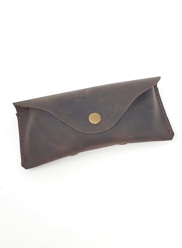Image of Leather Eyeglass Case -Glasses Case - Sunglass Case - Genuine Leather Eyeglasses Case with Snap Closure