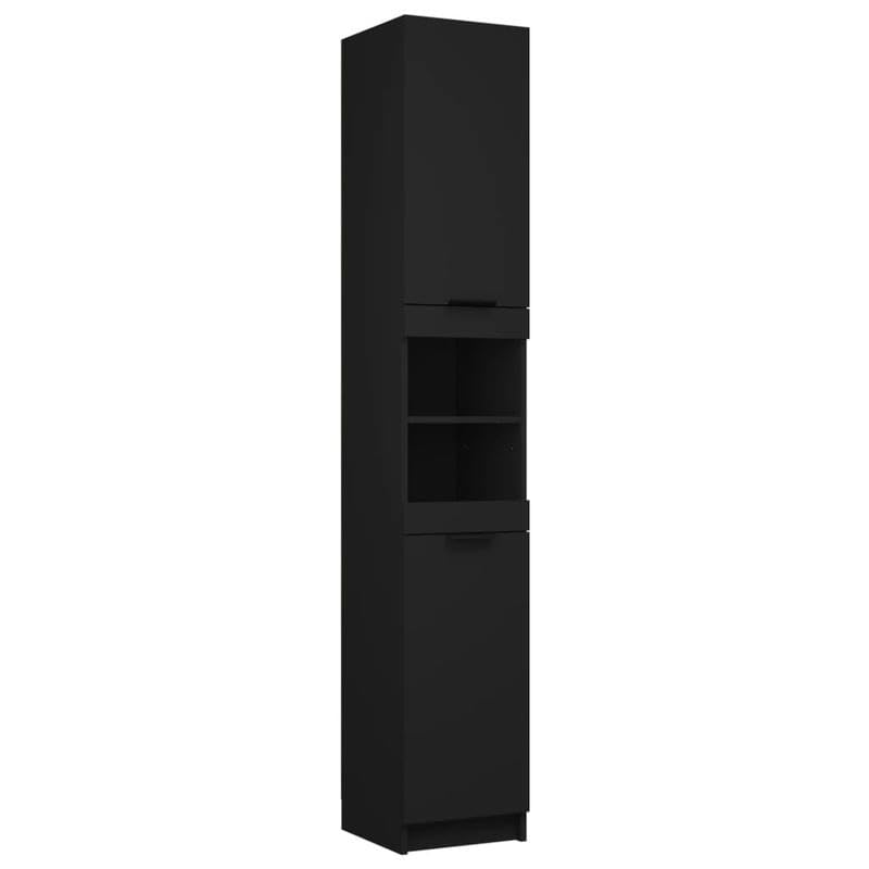 Eleganz Armario de baño negro 32 x 34 x 188,5 cm de material de madera – Juego de muebles de baño ahorra espacio y estilo – perfecto para baños pequeños – Diseño moderno con mucho espacio de