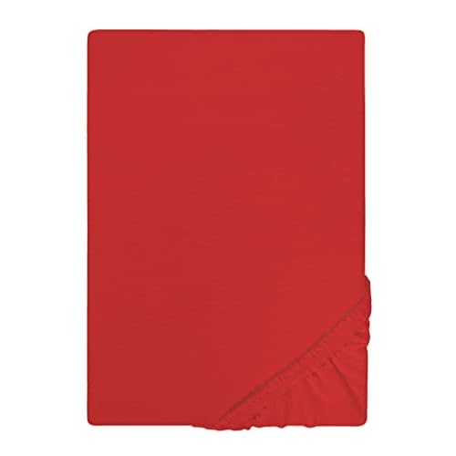 biberna 0077155 Spannbetttuch Jersey (Matratzenhöhe max. 22 cm) 1x 140x200 cm > 160x200 cm rot