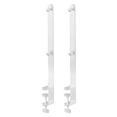 NiuLumea 2 morsetti da scrivania estesi per fissaggio a pannello forato e scrivania, altezza 41,5 cm, adatto a superfici spesse 1-5,5 cm, design senza chiodi, struttura in metallo, bianco