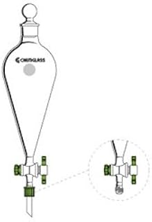 Pyrex Separatory funnel, 1000mL 4mm Stopcock #27, Detachable Tip, PE Stopper