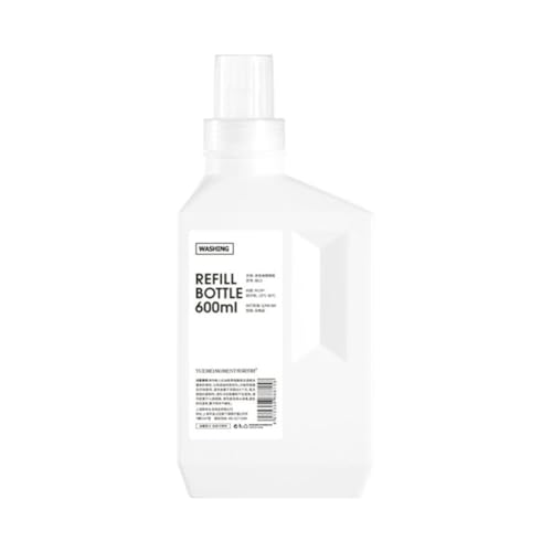 Generic 1個プラスチッ ランドリーボトル ハンドル付き 詰替ボトル ホワイトク 洗濯洗剤ディスペンサー大容量柔軟剤収納ボトル家庭用寮詰め替えディスペンサーボトル洗濯洗剤ディスペンサーランドリールームファームハウス用(ラベルなし) (600ml)